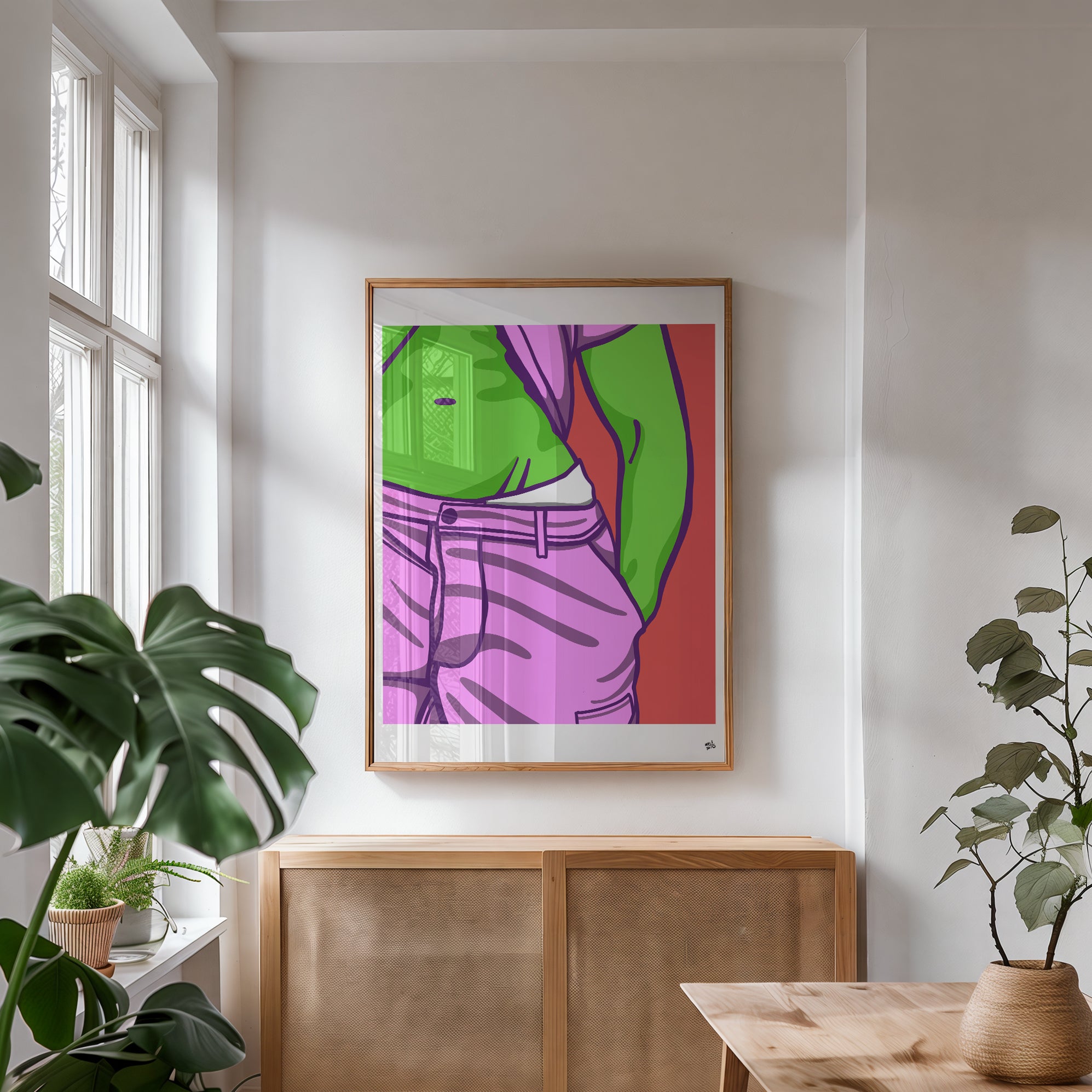 Pink on Green
